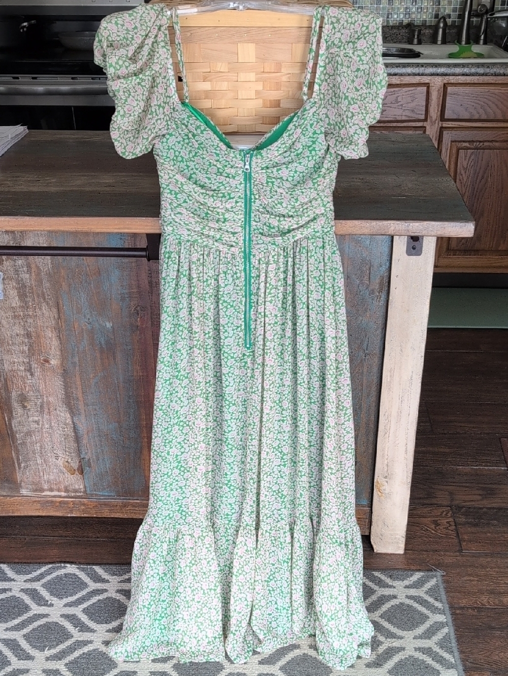 BARDOT Green/Pink Fairy Fauna Cold Shoulder Midi Dress - Women's Small (US 4) - Picture 3 of 10
